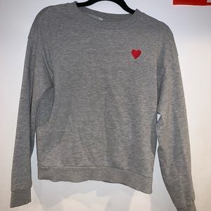 Grey Sweater with Red Heart
